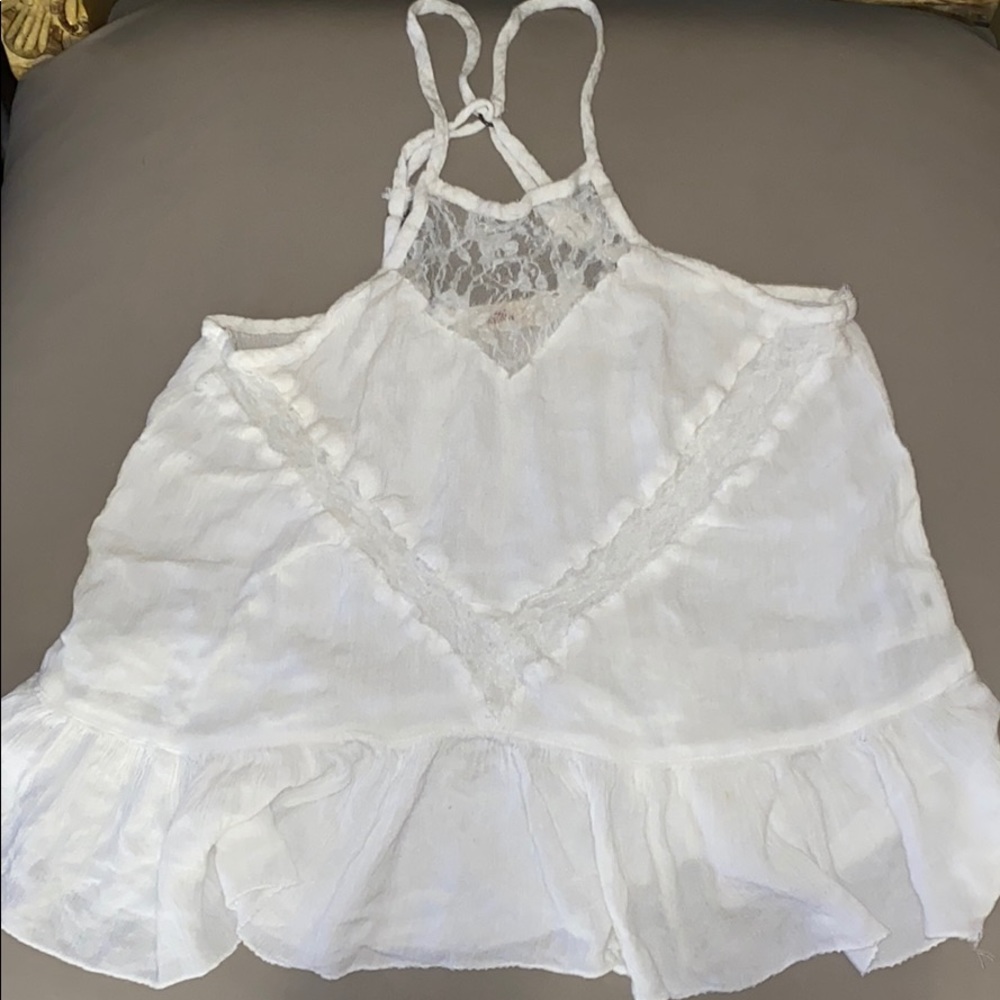 White Lacey halter tank top